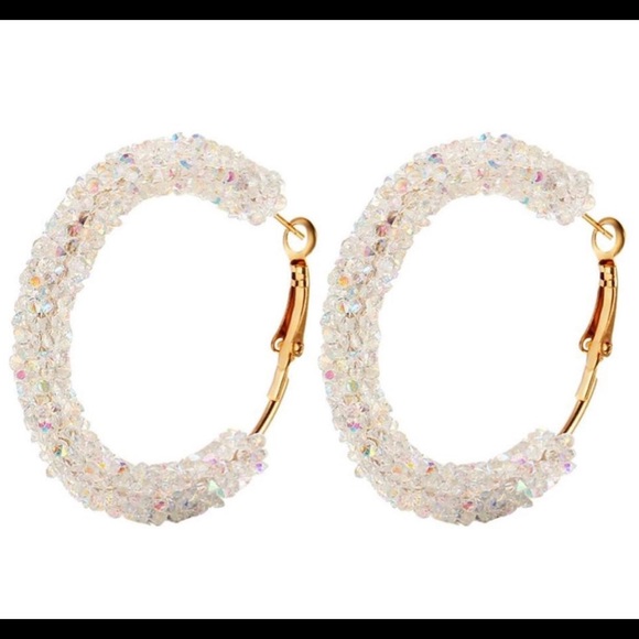 Jewelry - White frosted large hoop hoops earrings New